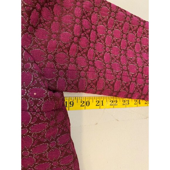 Isaac Mizrahi Double-Breasted Fuchsia Silver Sparkles Jacquard Coat Size 8 - Picture 8 of 11
